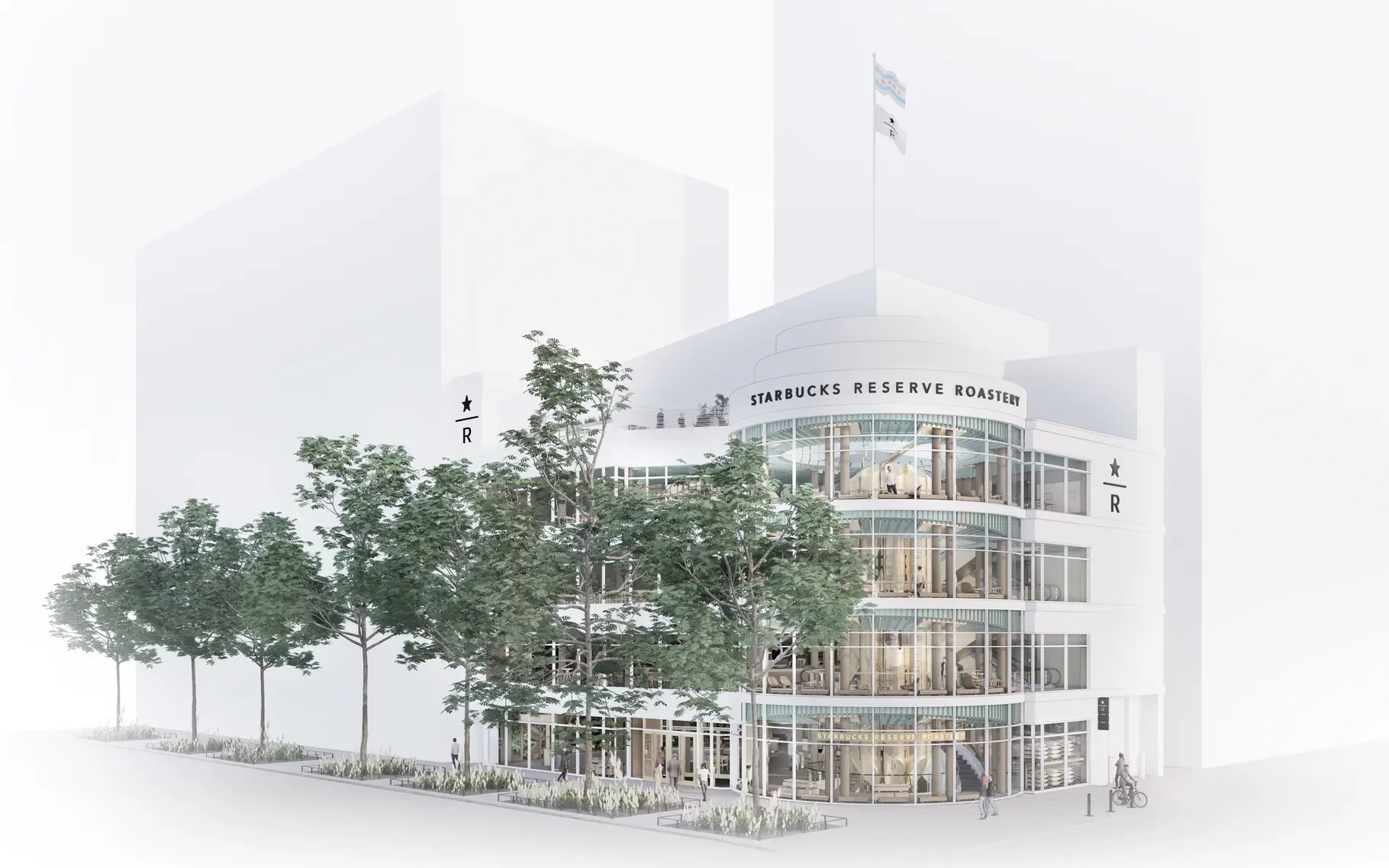 Starbucks Reserve Roastery_Chicago_Exterior Design Rendering