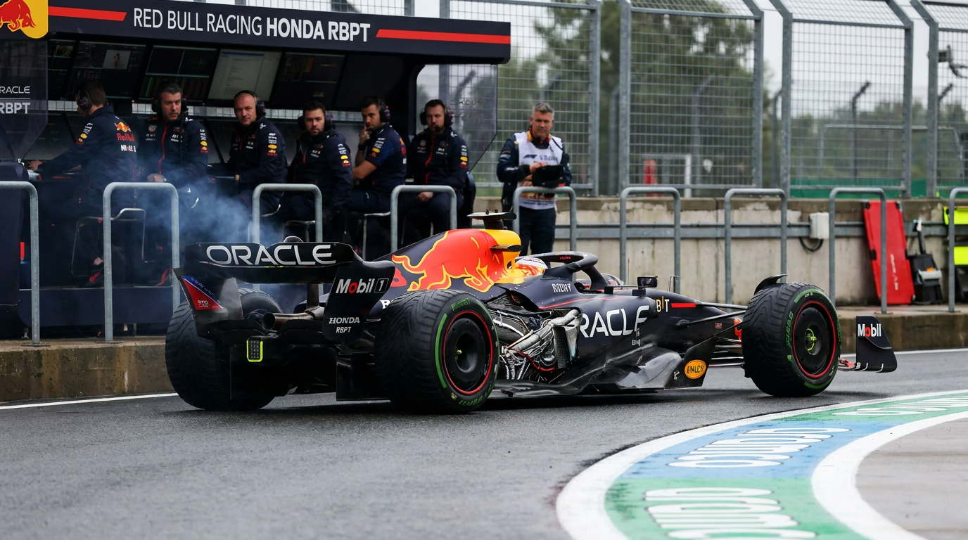 Max Verstappen's Red Bull RB22 on track during the 2026 Formula 1 season, illustrating the technical complexity and performance challenges facing the team.